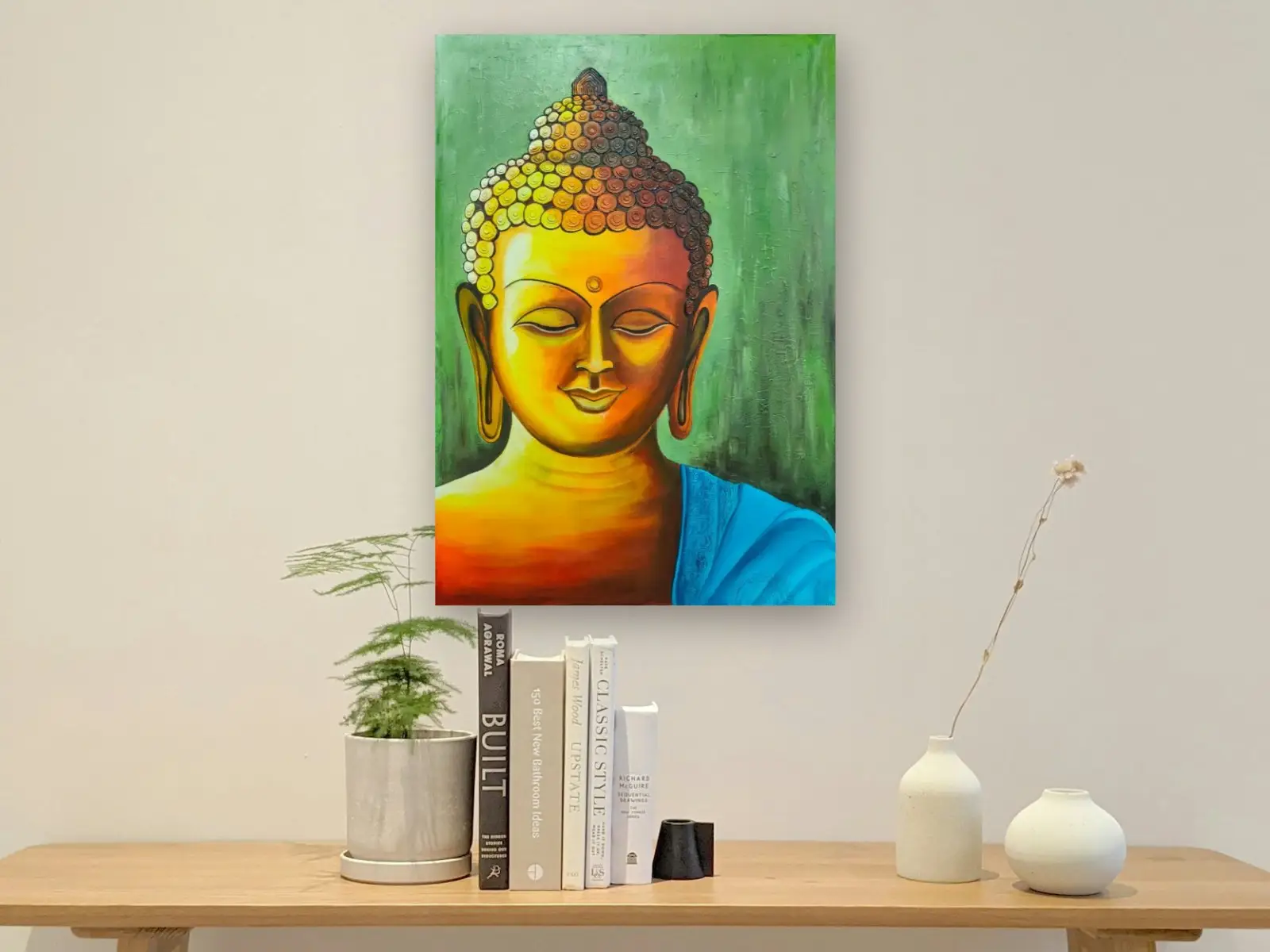 Brown Buddha hanging in an entrance hall