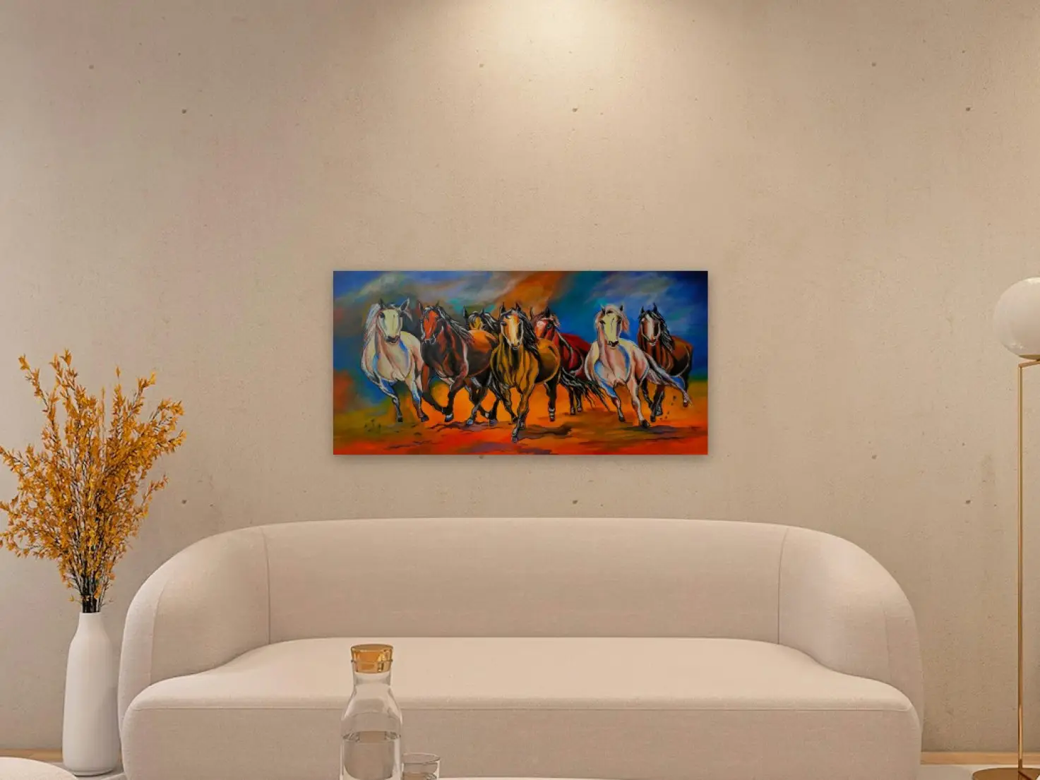 Horses hanging in a living room